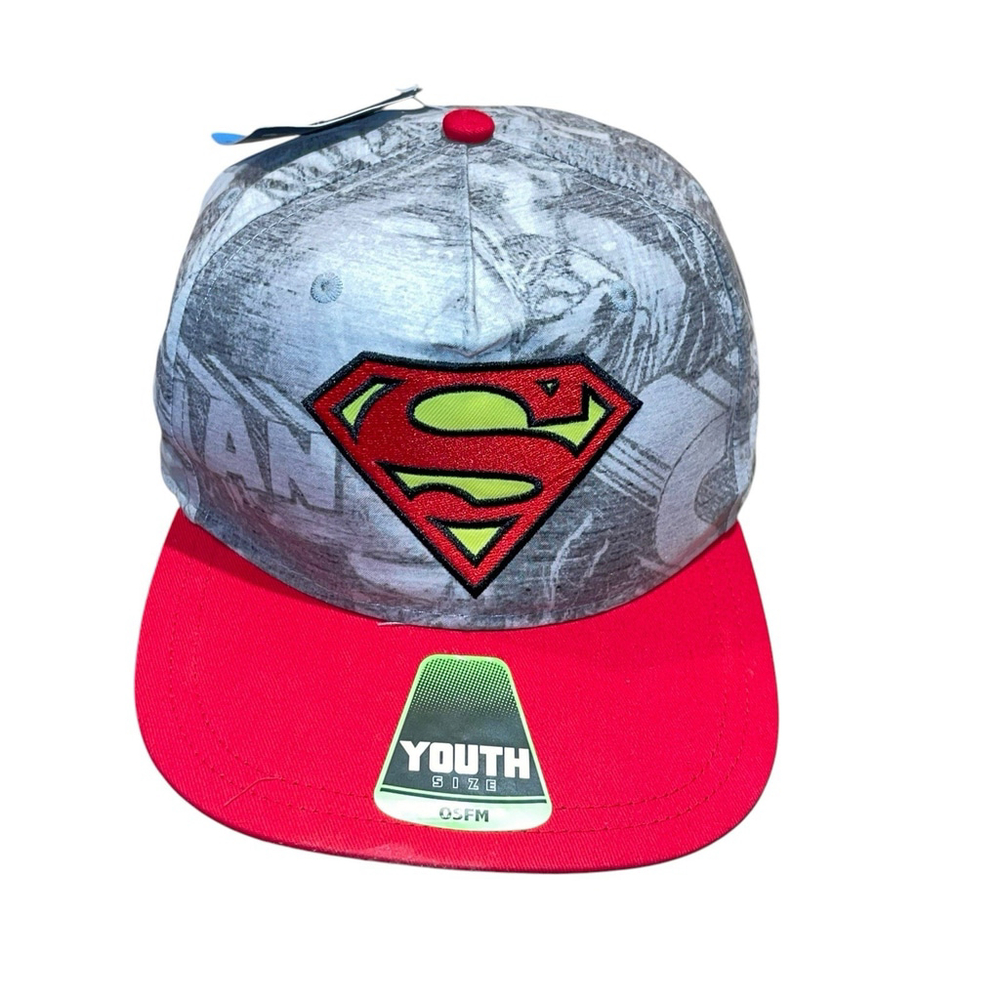 Superman Youth Hat Cap Adjustable Snapback Embordered Superman Patch NWT READ
